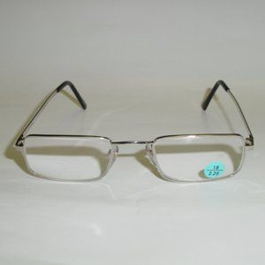 NWT Vintage 90's Small Rectangle Half Frame Reading Glasses +3.25 (S.Silver)